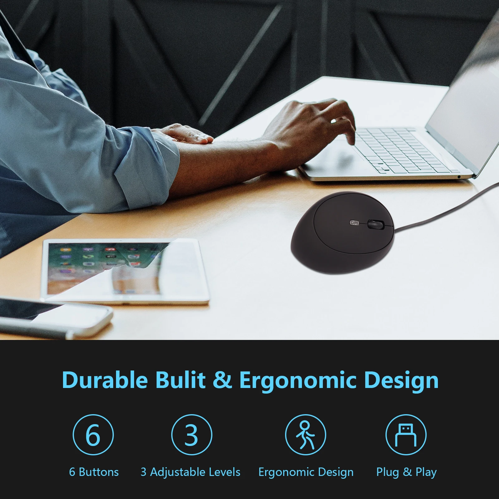 Wireless 2.4G Wired Vertical Mouse Small With Side Keys With DPI Button Ergonomics Design Plug And Play Mause Office Use Mice