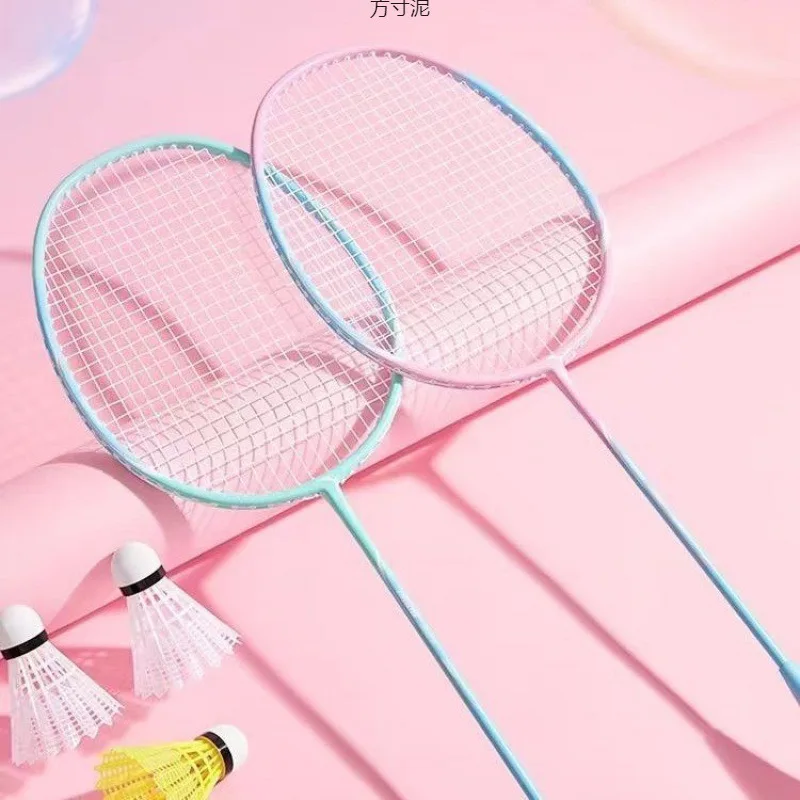 Raqueta de bádminton duradera para estudiantes y niños, raqueta de Bádminton de carbono profesional de alta elasticidad, ultraligera, de una pieza