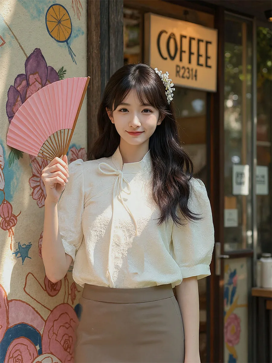 

Необычные блузки в китайском стиле, женские романтические лоскутные сетчатые блузки с принтом в стиле бохо, винтажный стиль, шикарный минималистичный рукав-фонарик