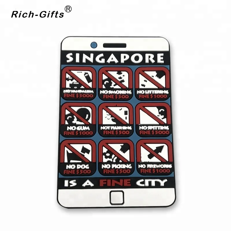 Singapore Soft PVC Custom Rubber Magnet Souvenir, Personalized Souvenir