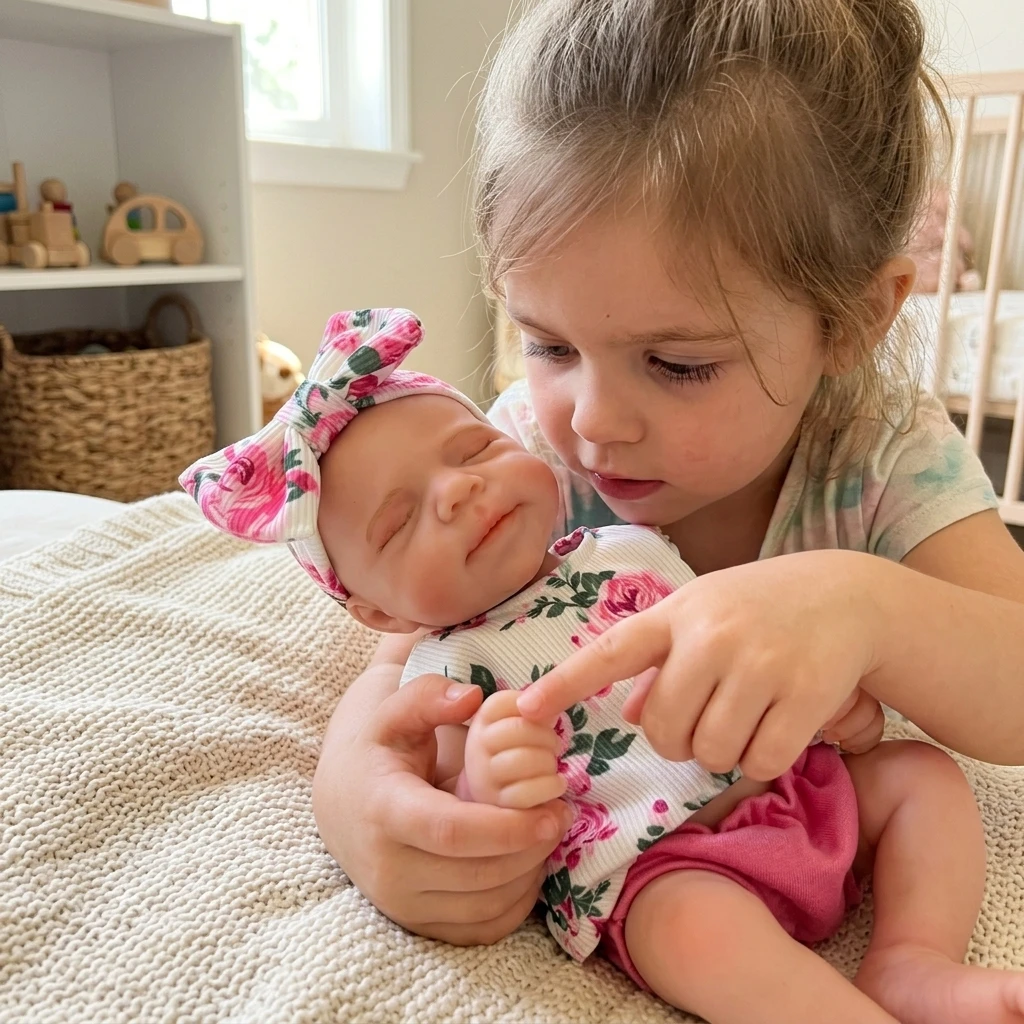 13 Inch Pascale Solid Silicone Newborn Baby Doll Toy Handmade 3D Painted Skin Newborn Baby Doll Toy
