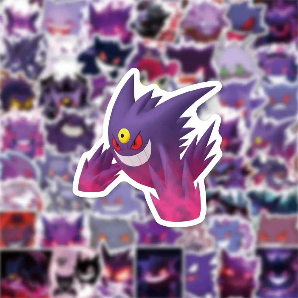 50PCS Cute Pokemon Gengar Cartoon Stickers Decals DIY Decoration Notebook Phone Suitcase Laptop Fridge Kawaii Graffiti Toy