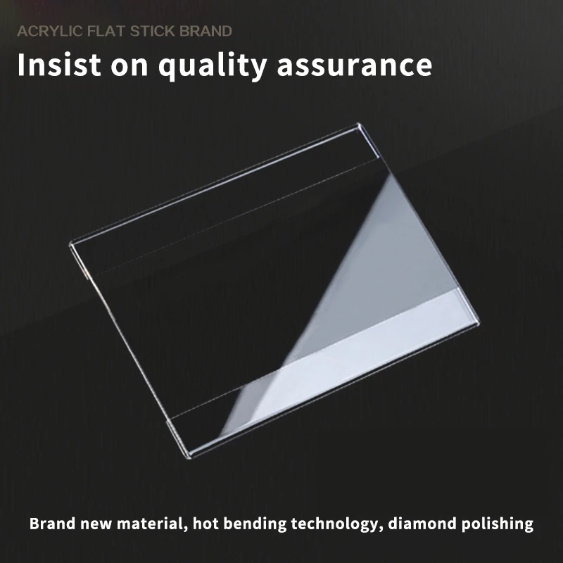 10pcs Clear Acrylic Wall Mount Shelf Sign Holder Price Card Tag Label Counter Top Display Stand With Adhesive Tape Sticker