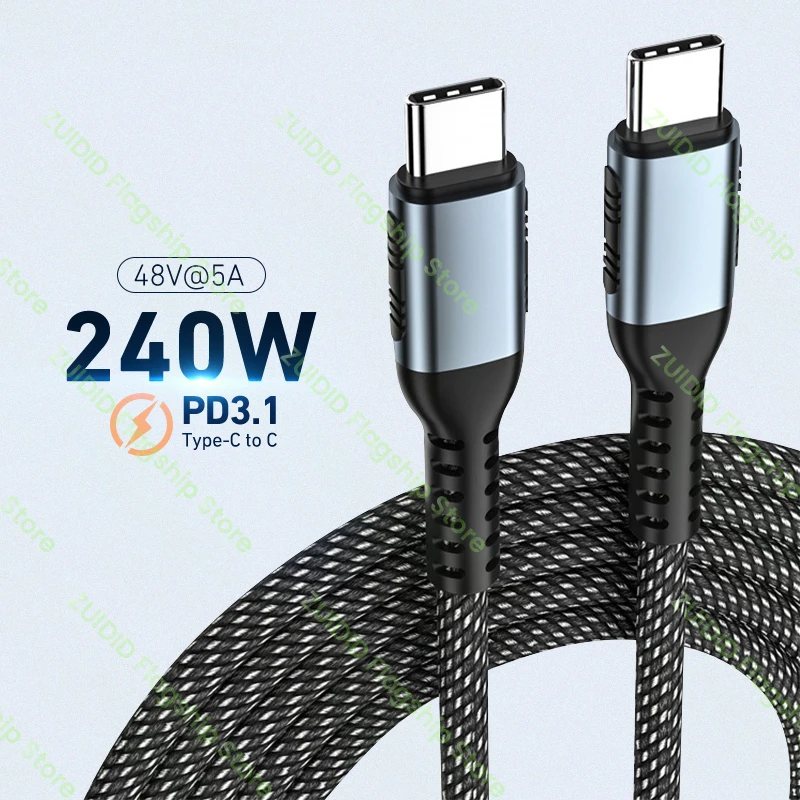 PD 240W Super Fast Charging Cable For iPhone 15 Plus Pro Max Type C To USB Type C Wire Cable 5A For MacBook iPad Data Cord 2M