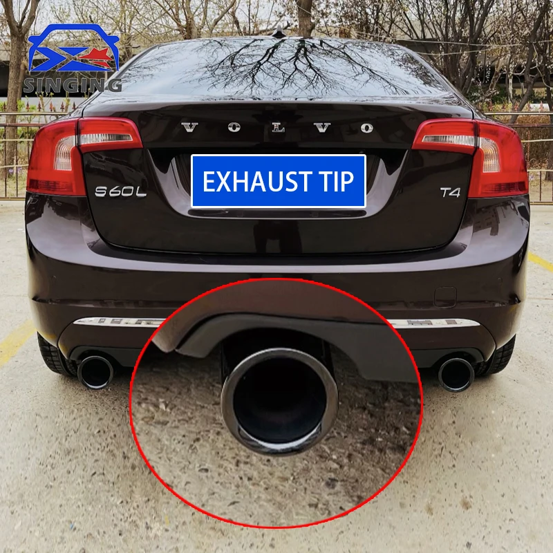 

Stainless steel Car Exhaust Tip Pipe Muffler Cover Car Accessories Decoration For 2015-2018 VOLVO S60 sedan T4 kinetic F series