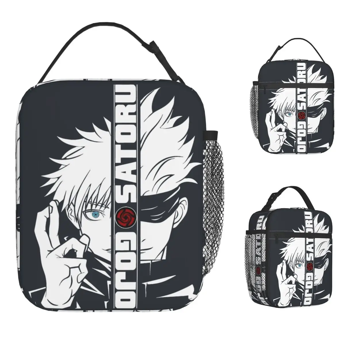 

Gojo Satoru Manga Lunch Bag JJK Portable Lunch Box Women Travel Graphic Design Cooler Bag Fun Oxford Thermal Tote Handbags