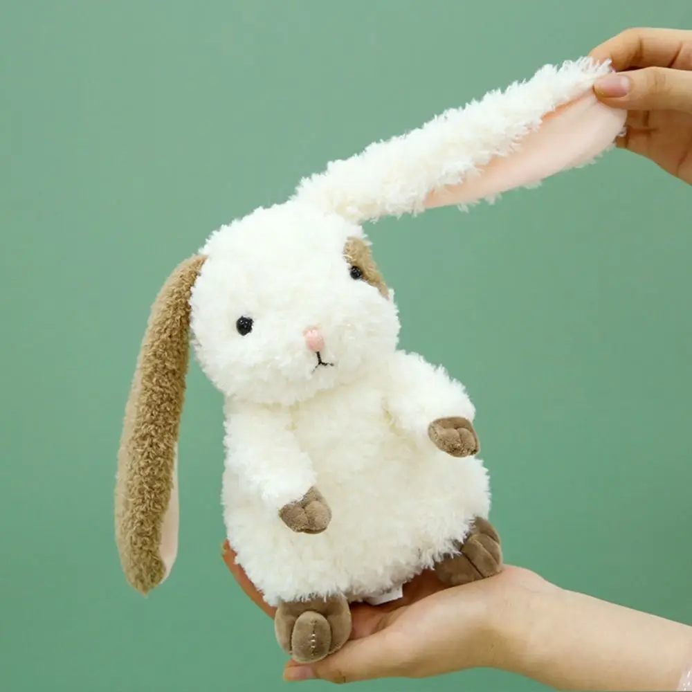 Jouet en peluche lapin à longues oreilles en coton PP, lapin doux et moelleux, interactif, confortable, assis, poupée en peluche, cadeaux pour enfants