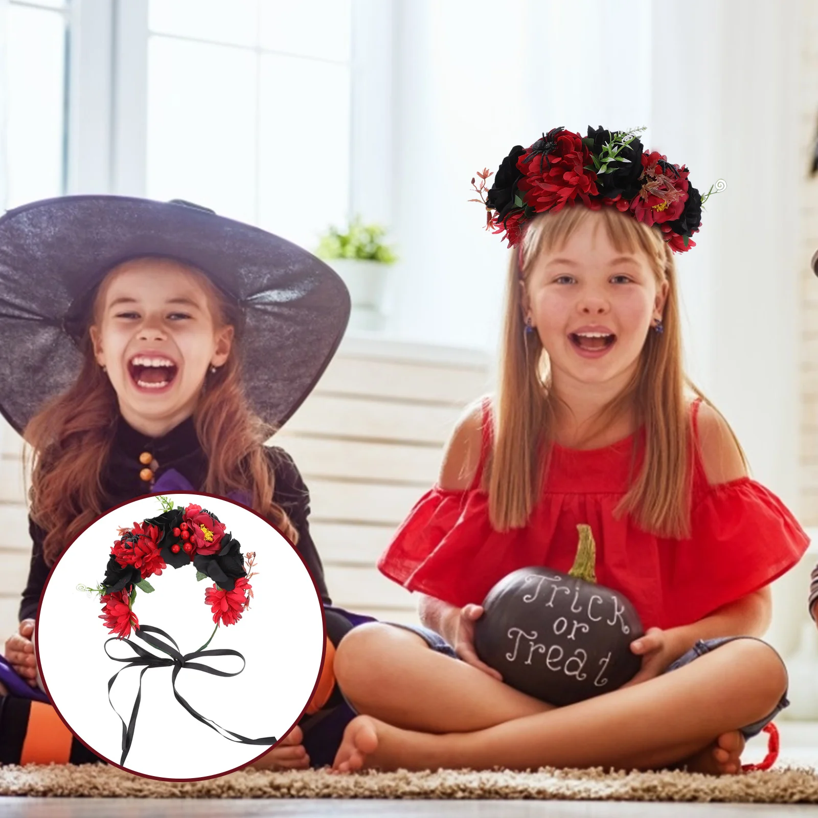 1 Pezzo Corona di Fiori, Fascia per Capelli alla Moda, Ghirlanda Floreale Artificiale per Donne e Ragazze, per Spose, Damigelle, Feste, Natale, Halloween