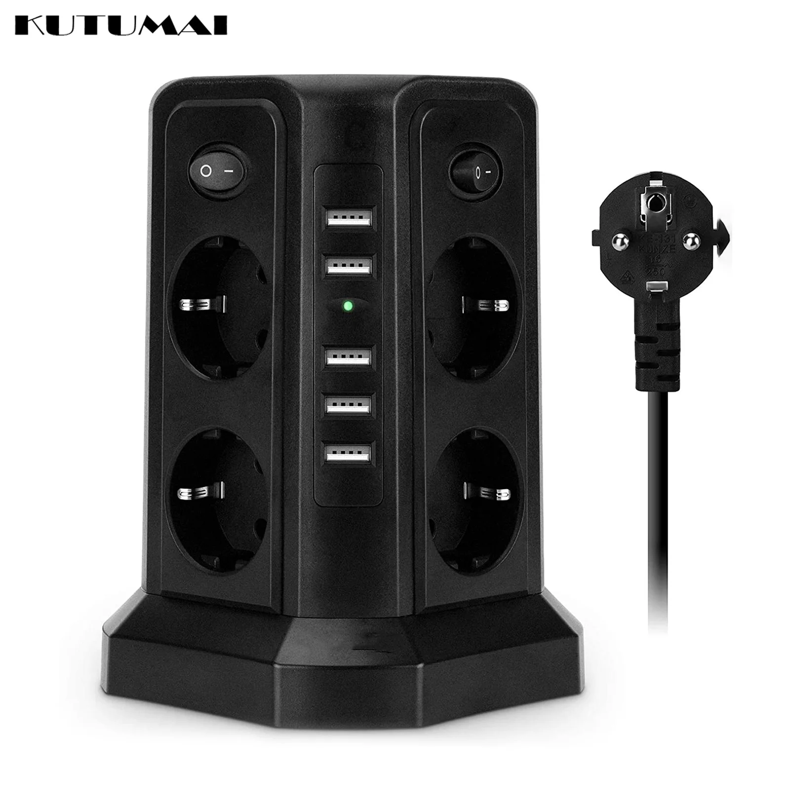 Power Strip Vertical Multi Electical Socket 8 Outlets 5USB Port Charging 5.9FT Extension Cord Surge Protector Switch EU For Home