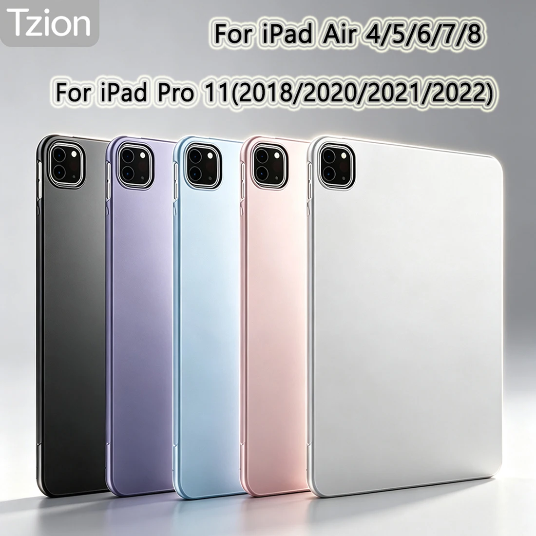 For Apple iPad Pro 11 2018 2020 2021 2022, Tablet Case for iPad Air 4 5 6 7 8 10.9 11 inch M2 M3 M4 Soft Silicone Back Shell