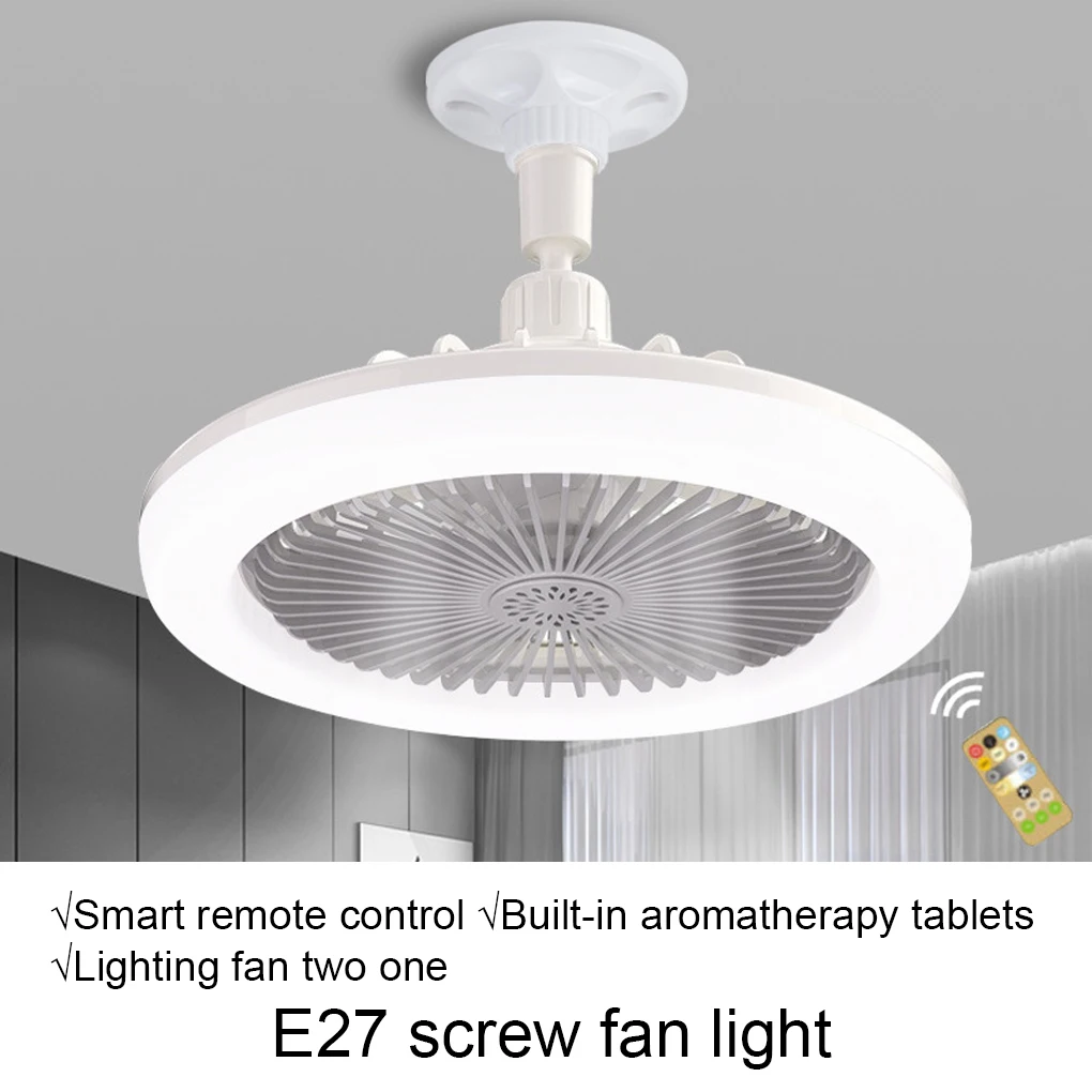 E27 LED Ceiling Fans with Light Remote Control Dimmable Ceiling Lamp Bulb Indoor Bedroom Chandelier with Cooling Fan 3 Modes