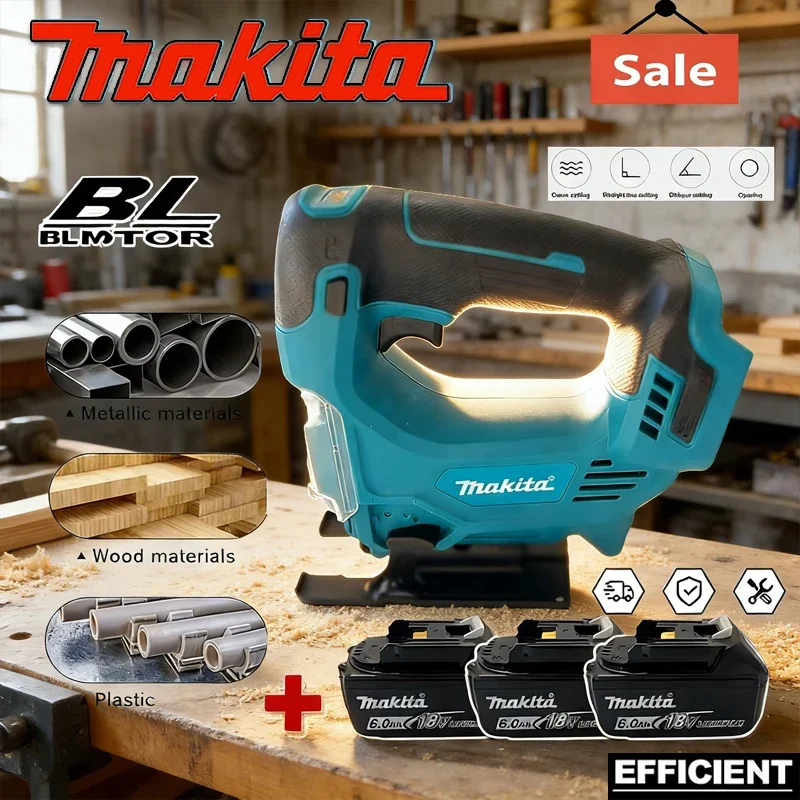 

Makita Woodworking Multi-Function Design Compatible Portable Cordless Jigsaw Electric Tool with 18V Battery