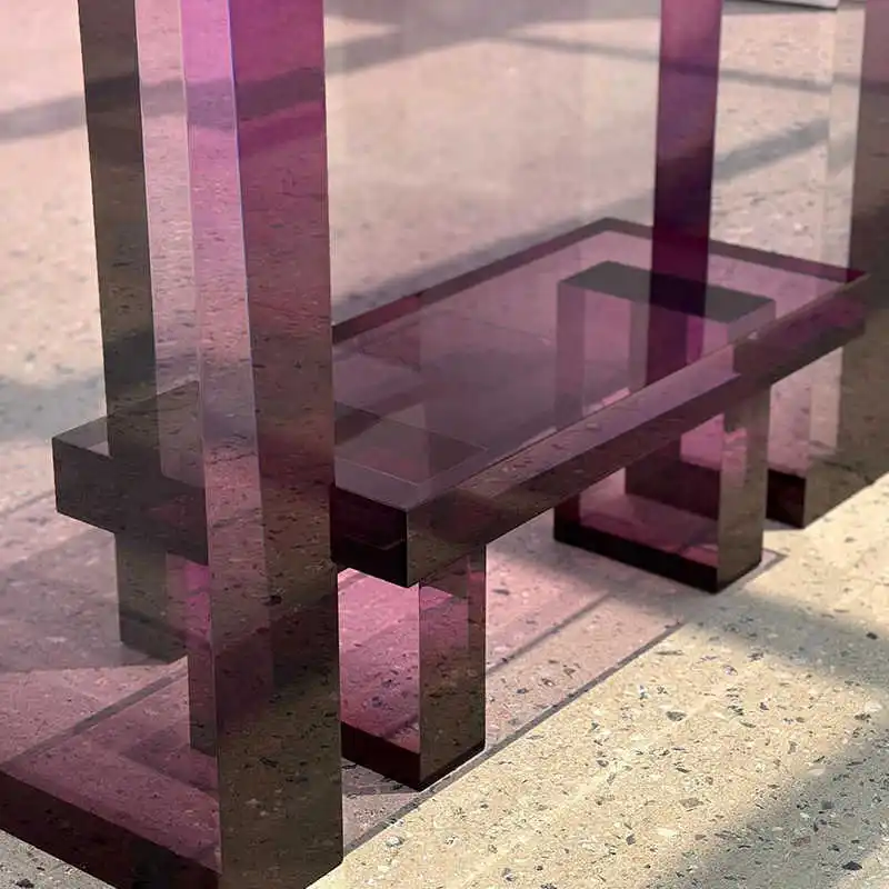 &# New Arrival Simple Design Villa Purple Gradient Acrylic Entrance Table Modern Corridor Decoration Acrylic Console Tablez