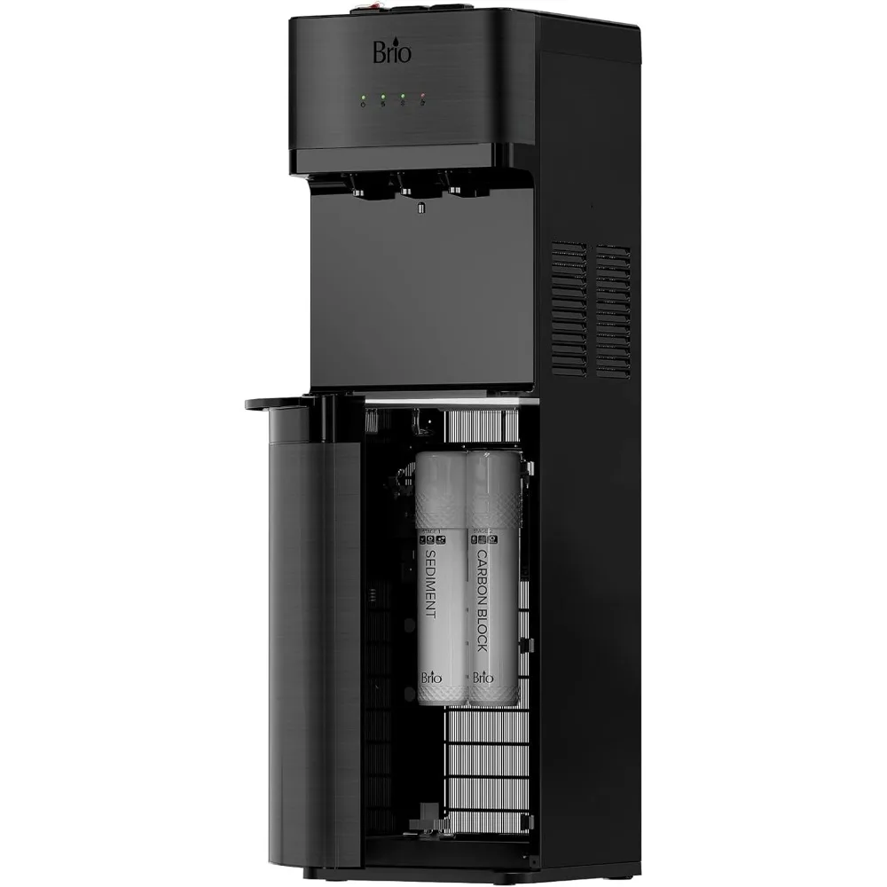 

Self Cleaning Bottleless Water Cooler Dispenser with Filtration - NEW Black Stainless Steel - Hot Cold and Room Temperature