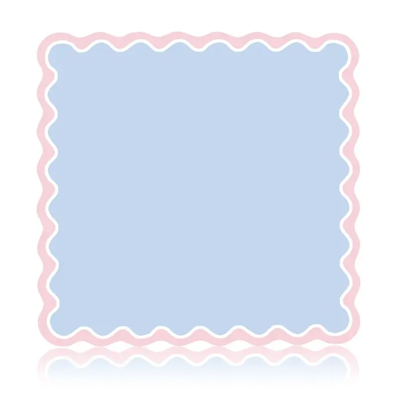 Solid Color Pink Wave Lace Mahjong Table Mat Anti-Slip Noise Reduction for Card Game Table Playing Room Home Decor