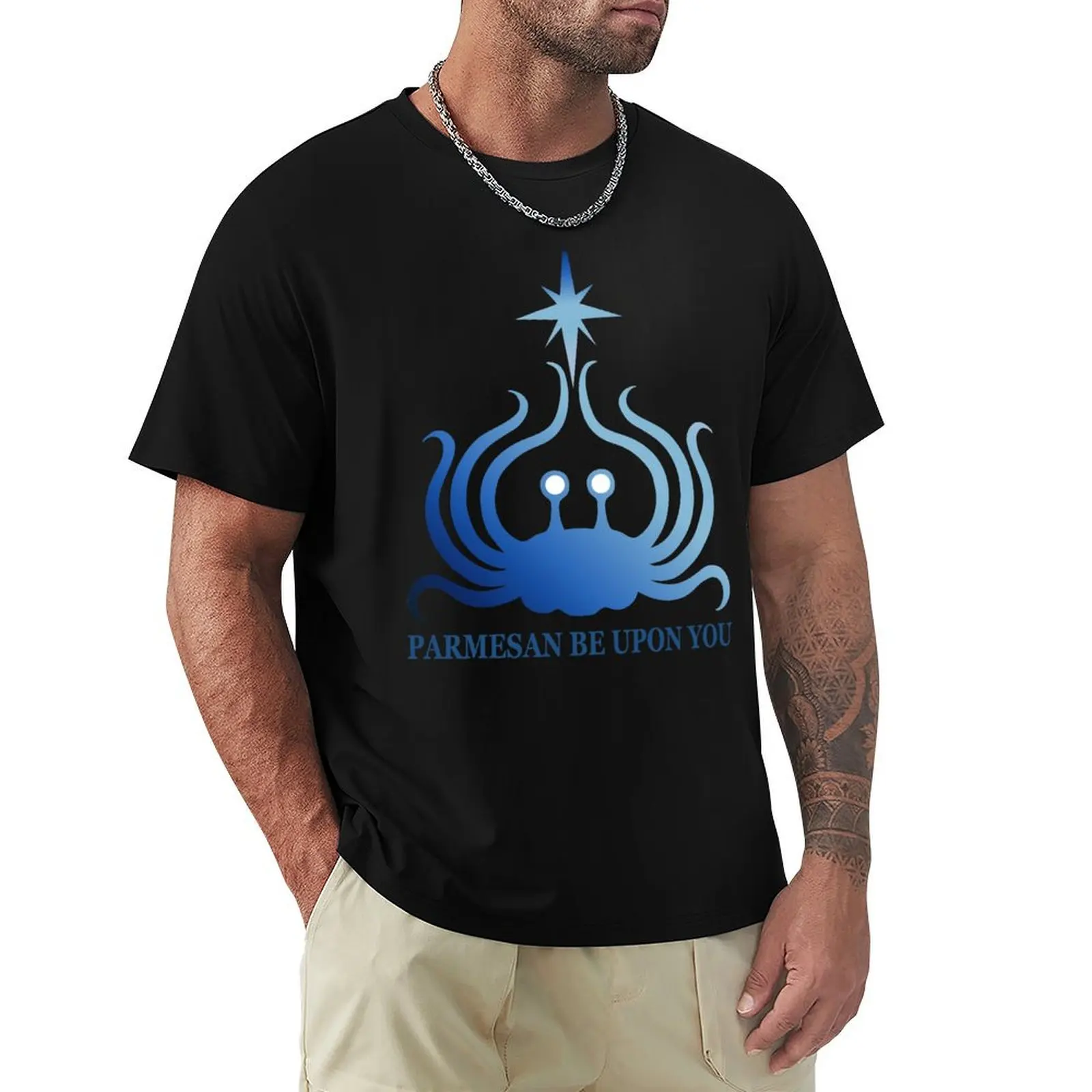 Flying Spaghetti Monster - Parmesan Be Upon You T-Shirt Casual All Match Tee Shirt for Men