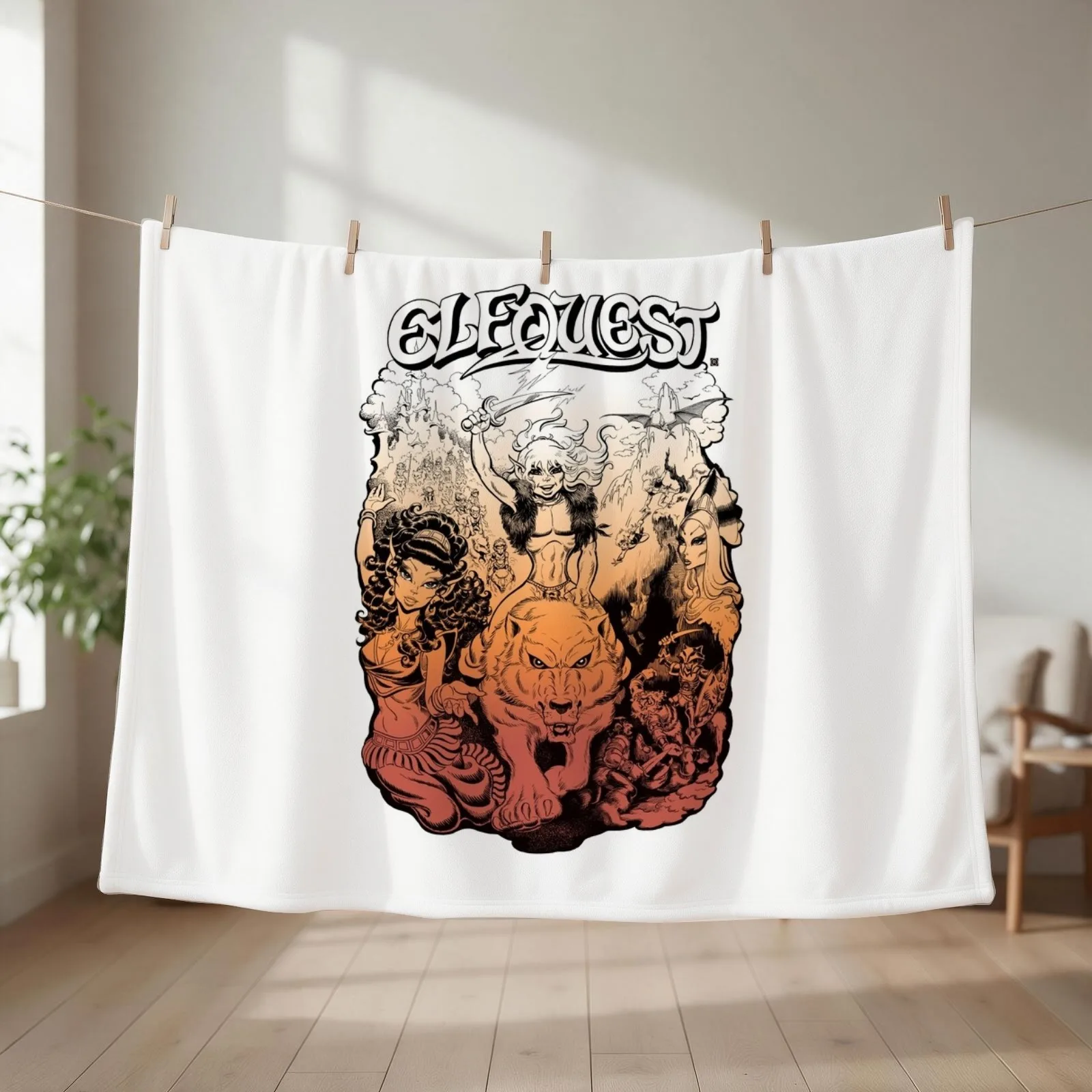 ElfQuest: First Portfolio Throw Blanket couch cozy soft plush fuzzy picnic outdoor blanket