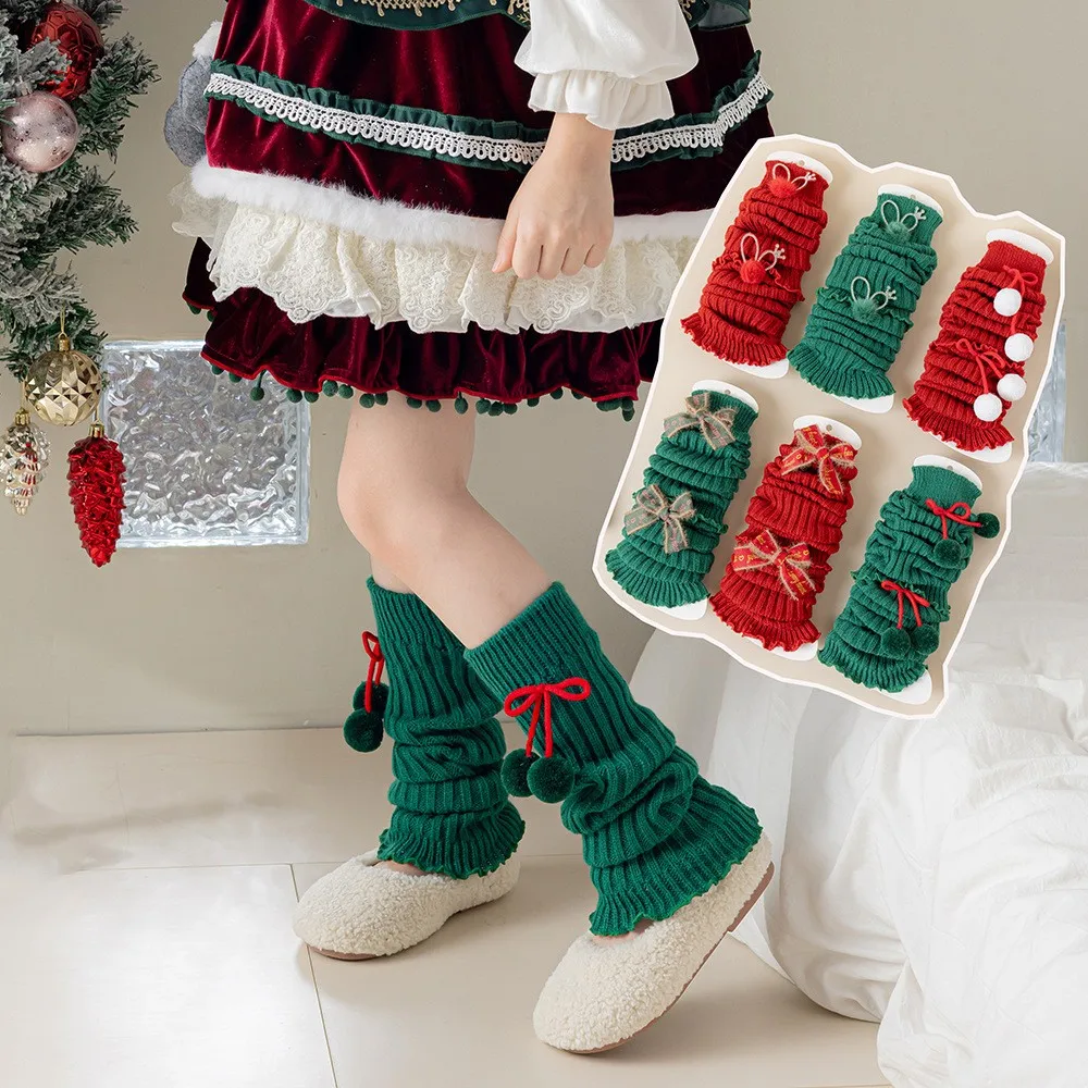

Kids Girls Knitted Leg Warmers Long Socks Warm Soft Girls Christmas Lolita Loose Socks 3-12Yrs