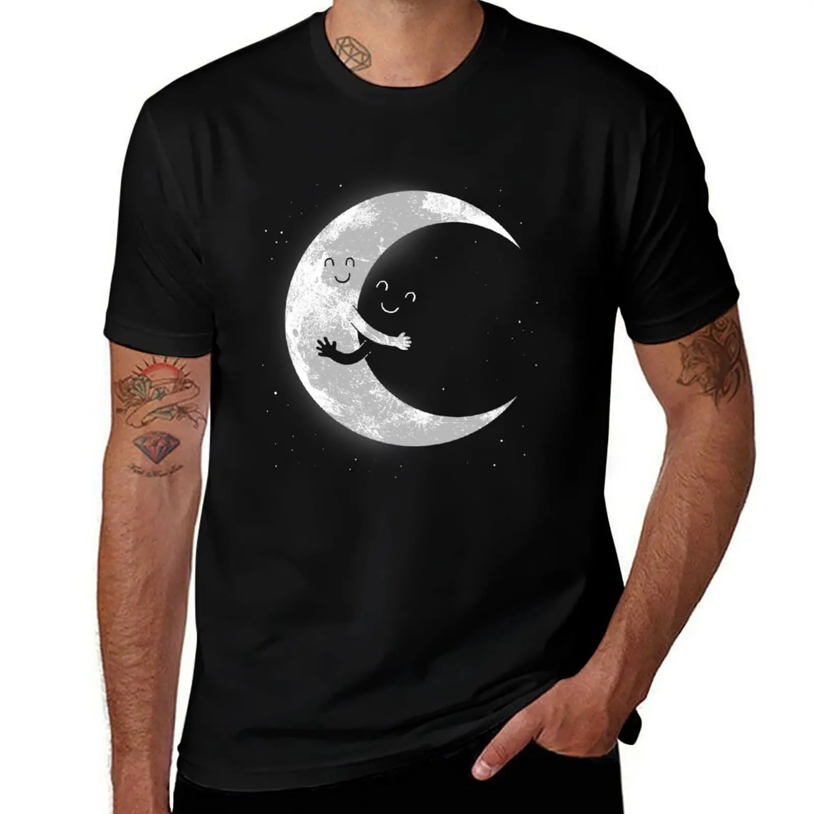 

Moon Hug T-Shirt valentines clothes oversized graphic tee aesthetic clothes anime t shirts compression shirt men