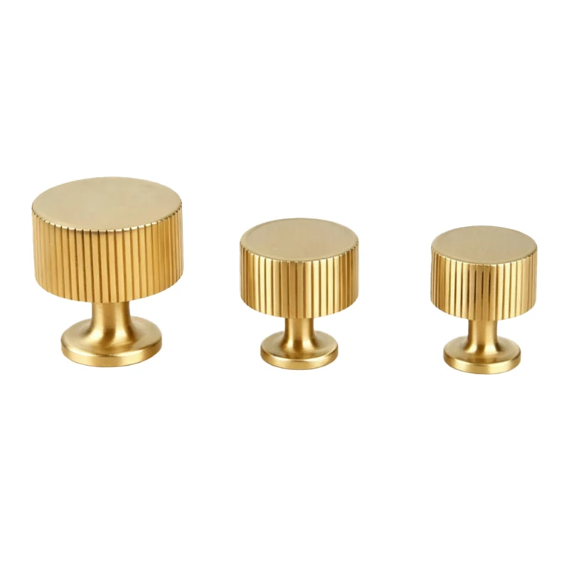 1PCS Brass Solid Round Vertical Pattern Furniture Handle Linear Pattern Cabinet Handle Hexagonal Cabinet Drawer Handle Home Use