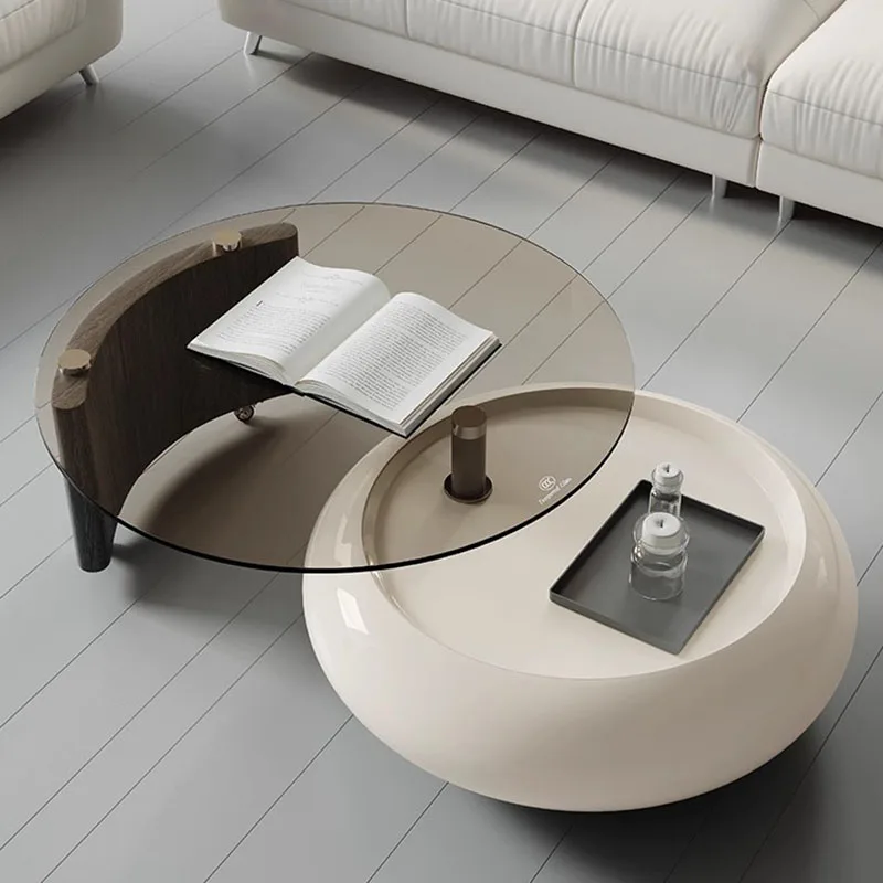 Japanese Luxury Coffee Table Minimalist Round Glas Designer Coffee Table Modern Mobile Mesa Auxiliar Living Room Table Furniture