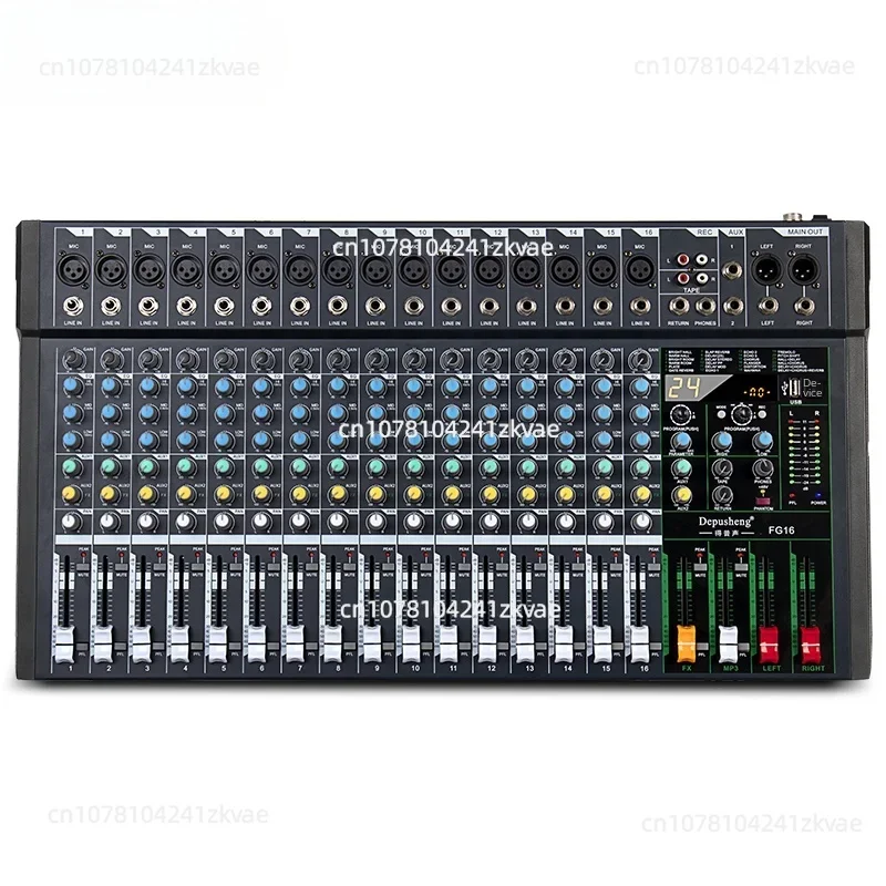 Professional mixer 16 channel and 99 channel reverb, Bluetooth USB