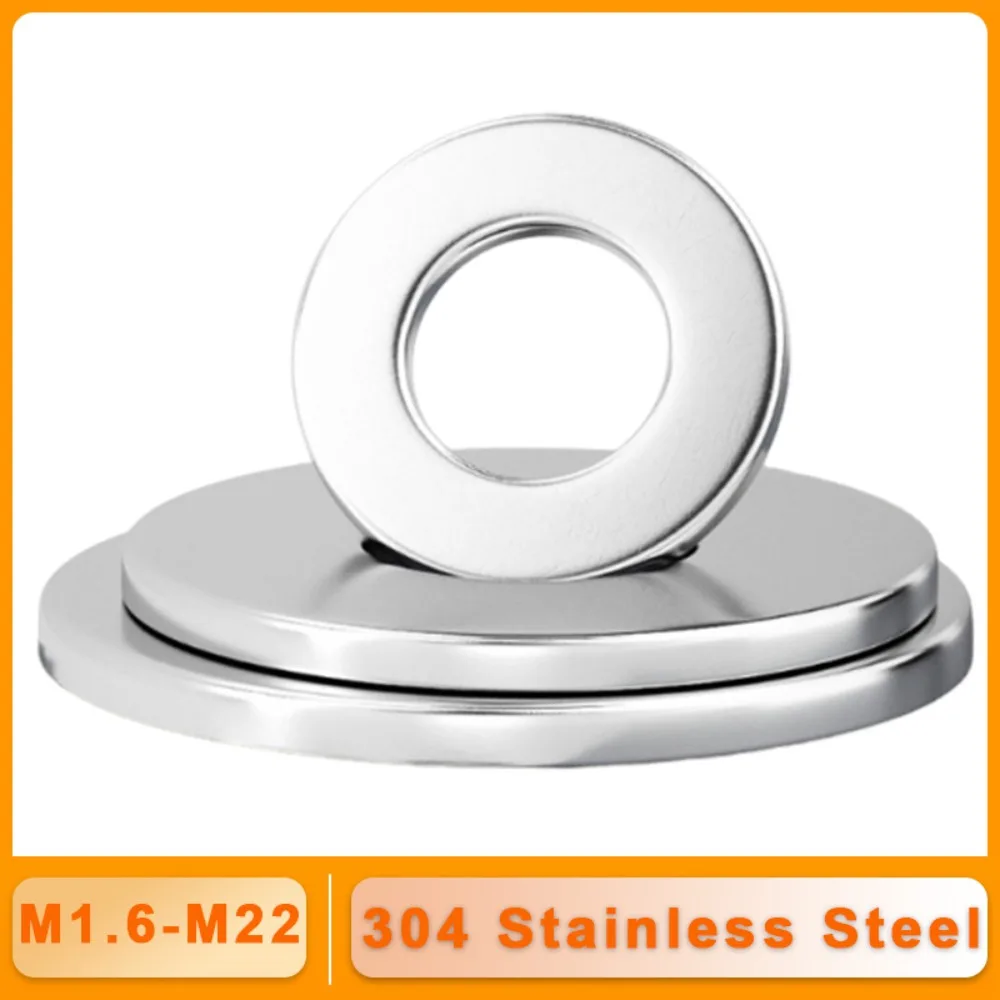 Spacer Shim Sealing Plain Washers Metal Gasket Meson 304 Stainless Steel Flat Washer M1.6 M2 M2.5 M3 M4 M5 M6 M8 M10 M12 M14‑M22