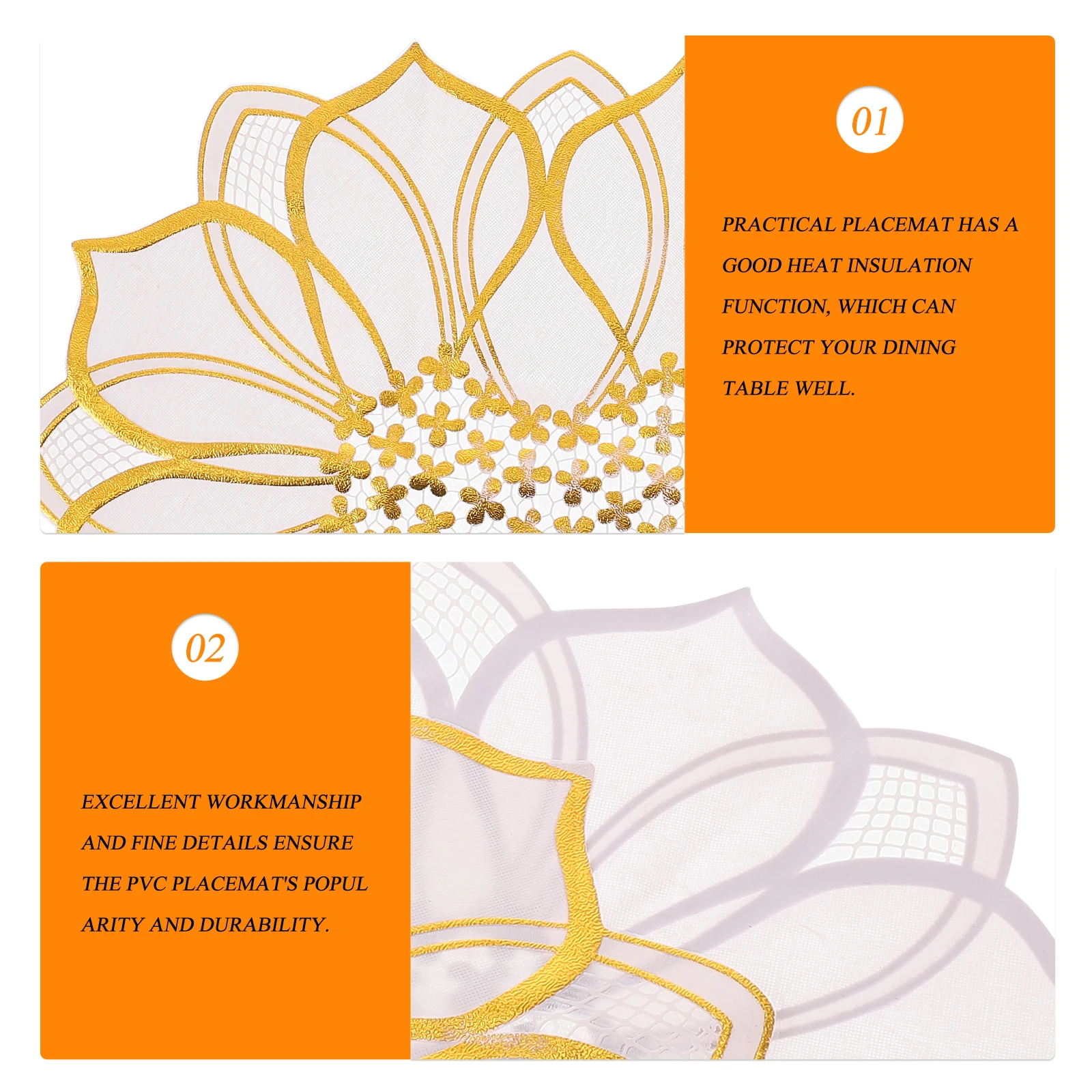 

Gold Color Heat-Resistant Placemat Household Non-Slip Decorative Tableware Mat PVC Cushion Pot Bowl Coaster Practical Dining