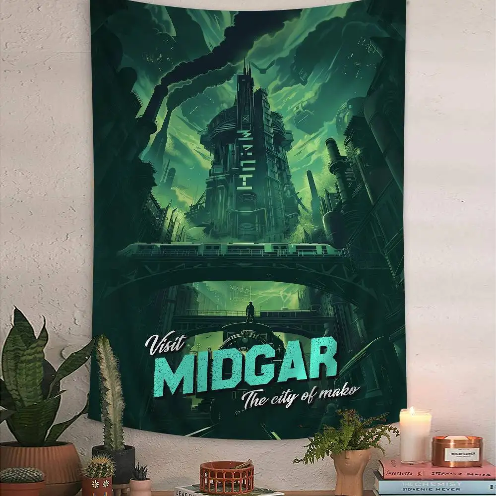 F-Final F-Fantasy سلسلة الألعاب معلقة البوهيمي نسيج معلق التارو الهبي جدار السجاد النوم جدار الشنق ديكور المنزل #4