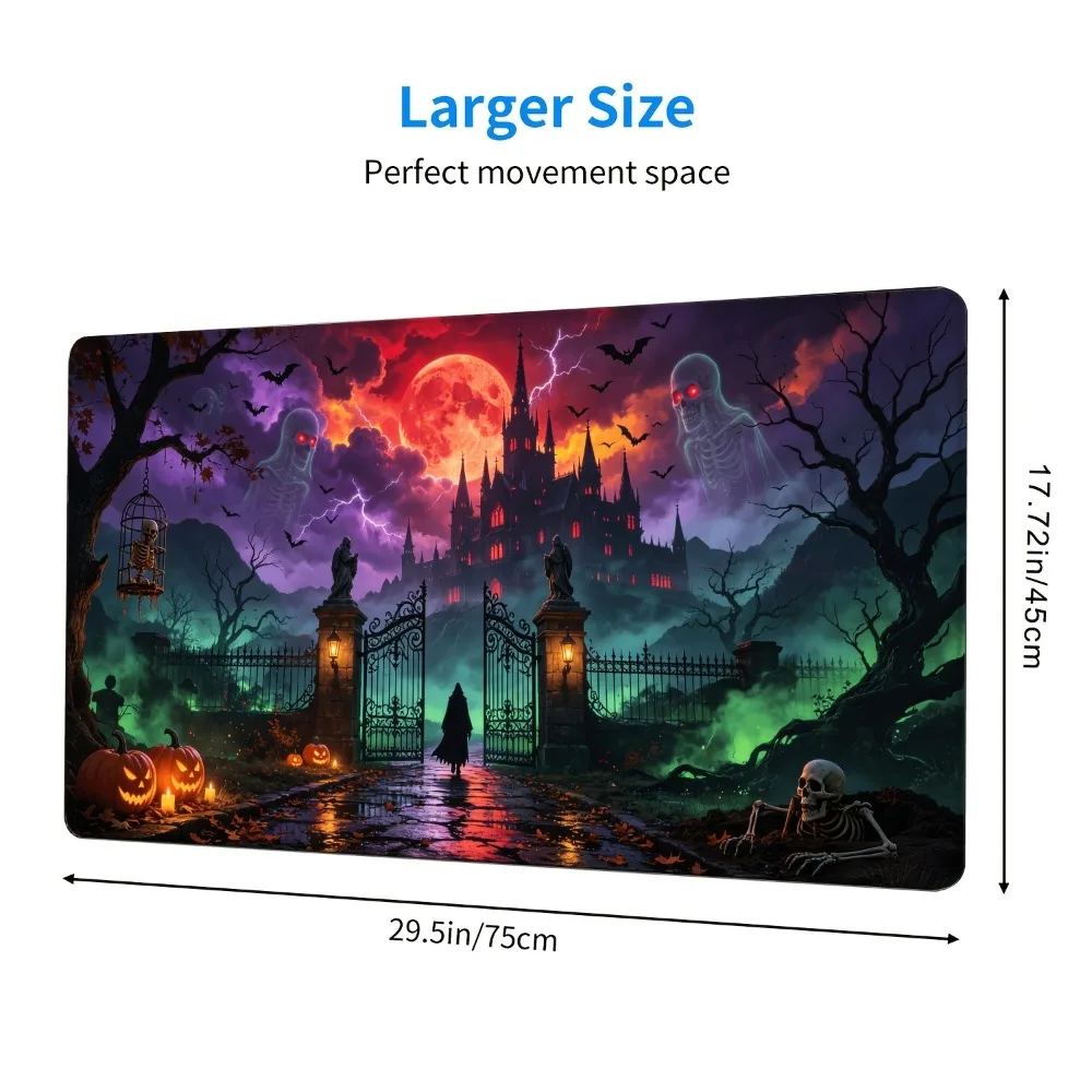 Gothic Dark Castle Mouse Pad and Desk Mat - Suitable for gaming or office use Blood Moon Skull Lightning Pattern tapis de souris