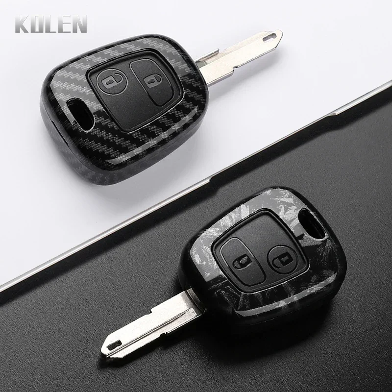 ABS Carbon-Faser-Stil Autoschlüssel-Hülle für Citroen C1 C2 C3 C4, für Peugeot 107 206 207 307, für Toyota Aygo, Schutzhülle