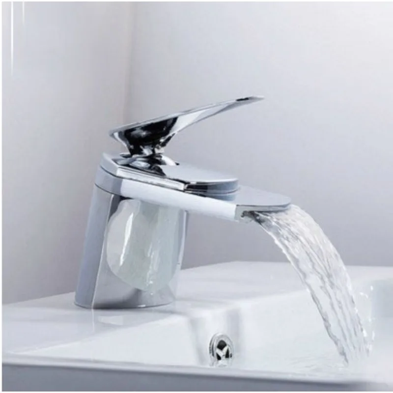 Niche Creative Waterfall Faucet, Countertop Basin Hot and Cold Faucet, Household Bathroom Basin Brushed Faucet
