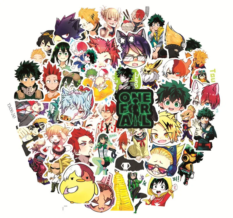 50pcs My Hero Academia Series Graffiti Stickers Suitable for Helmets Desktop Wall Decoration DIY Sticker Pack Wholesale