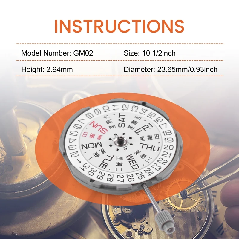 3 Hands Date 3 Metal Quartz Watch Movement With 065-543 Stem Replacement Parts For Miyota GM02 GM00 Movement