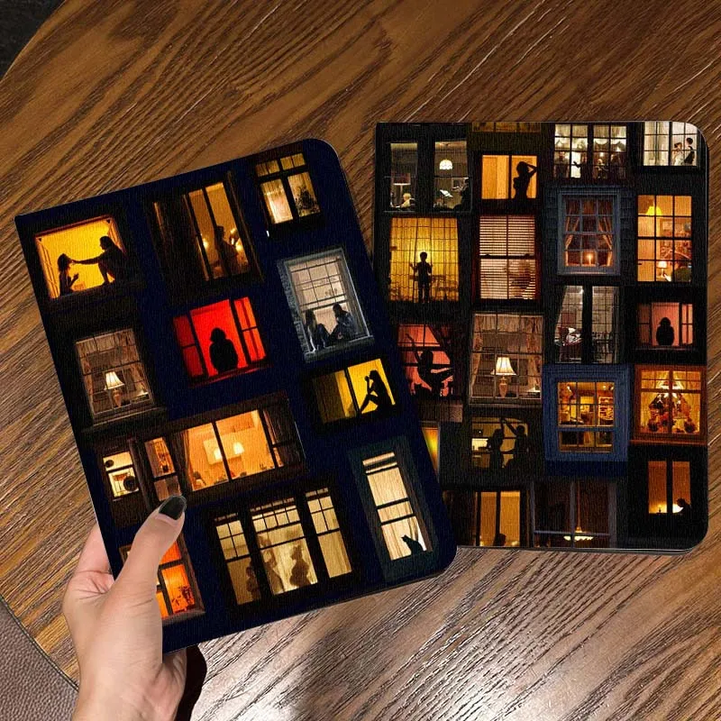 

Building Window Night View Tablet Case For Apple iPad Air Pro mini 1 2 3 4 5 6 7 8 9 11 M2 M3 M5 M4 5th 6th 7th 10th 11th Gift