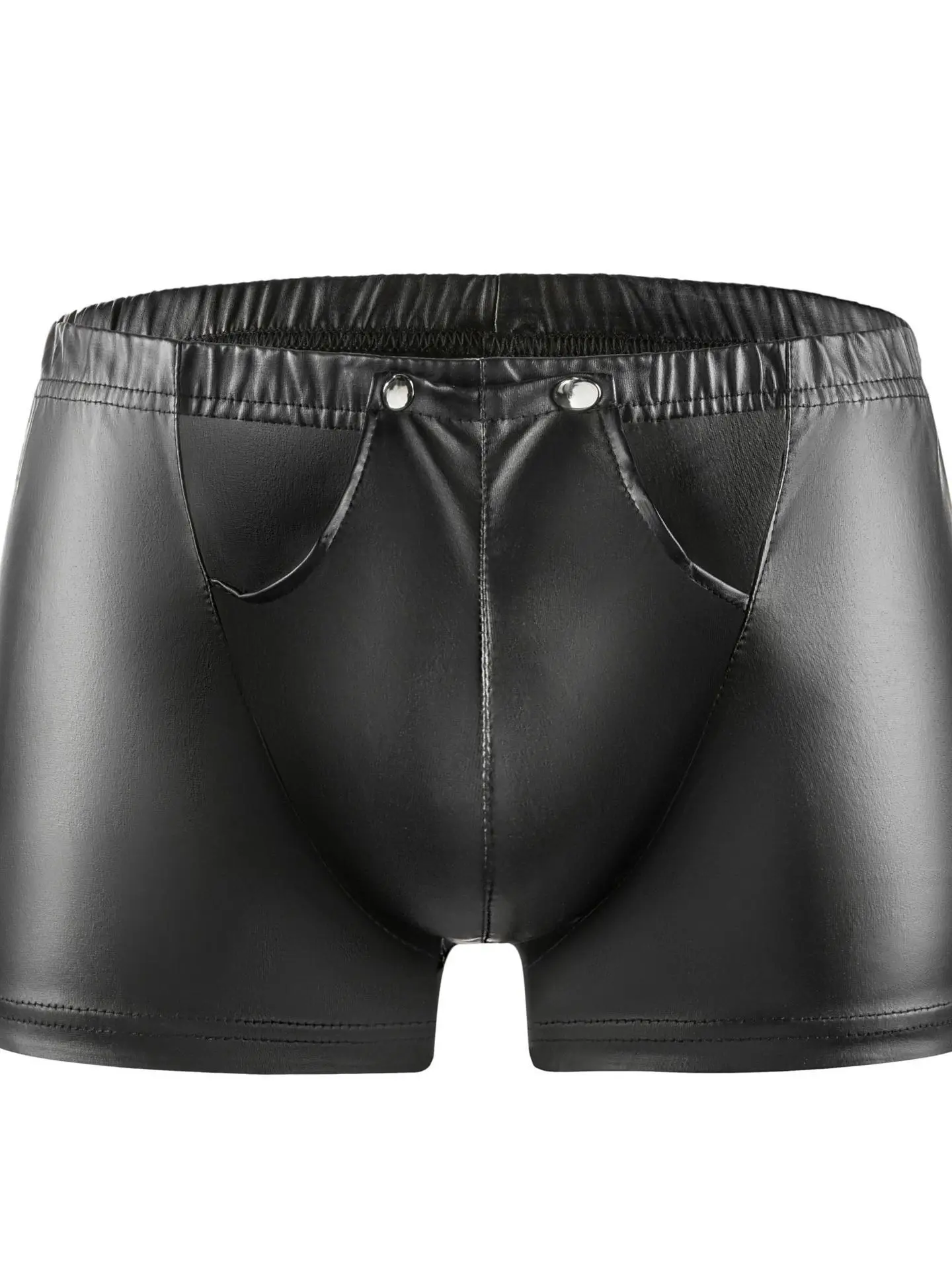 2024 Sexy High Gloss Matte Square Soft Leather Underpants Men's Open Crotch Accurate Size Lift Buttocks Slim Boxers R4OW