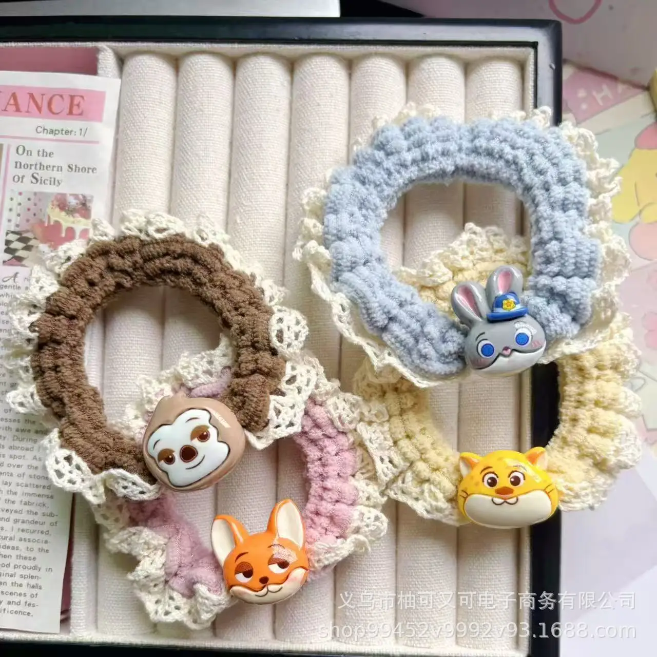 

Мультфильм Zootopia Judy Hopps Nick Wilde, кружевная плюшевая резинка для волос, милый хвост для девочек, бант, милые аксессуары для волос для женщин и девочек