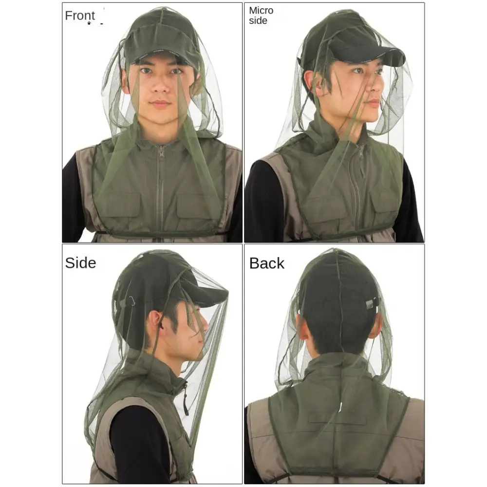 Camouflage Hat-Veil Head Face Mask Head Face Protector Sun Cap Hat Insect Mesh Hat Mosquito Net Anti Bee Hat Insect Bee Net