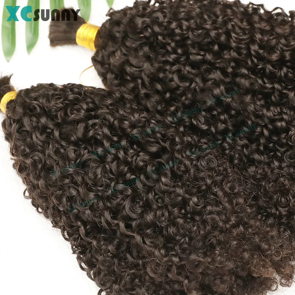 Kinky Curly Bulk Human Hair For Braiding Hair Extensions Bundles Bulk Curly Hair For Boho Knotless Braids Double Drawn