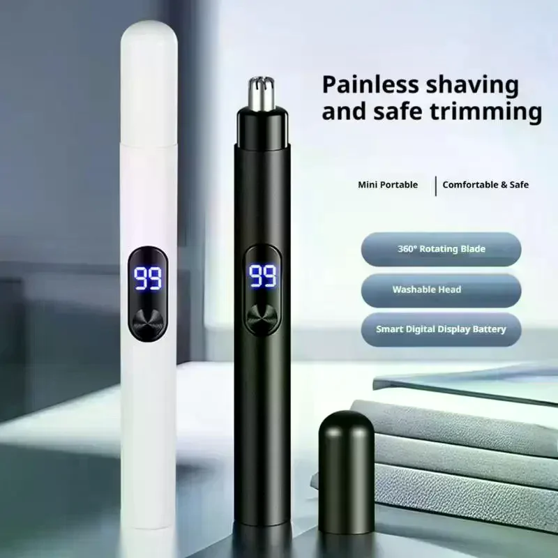 /Kuz/USB Rechargeable Mini Portable Electric Nose Hair Trimmer Touch Operation For Painless Nose Ear Eyebrow Hair Removal 1 Set