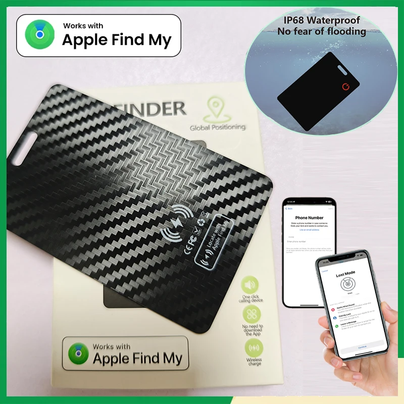 PBX Smart Wallet Tracker Card Thin Tracker Card Wireless Charging Work for Apple Find My APP Key Luggage Finder Pet Locator IP68