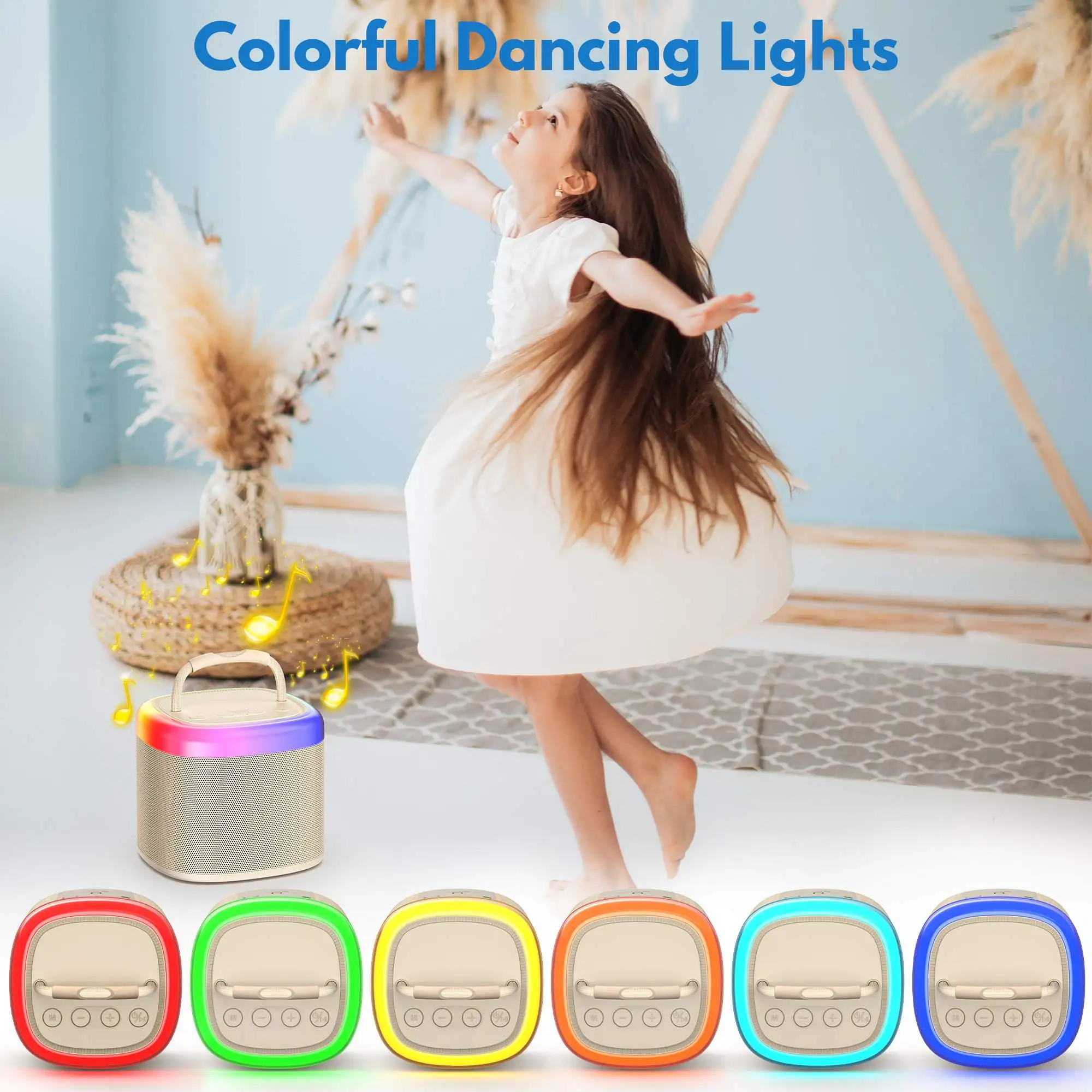 Mini macchina per karaoke, altoparlante Bluetooth portatile con 2 microfoni wireless, regali di compleanno adatti per ragazze dai 4 ai 12 anni