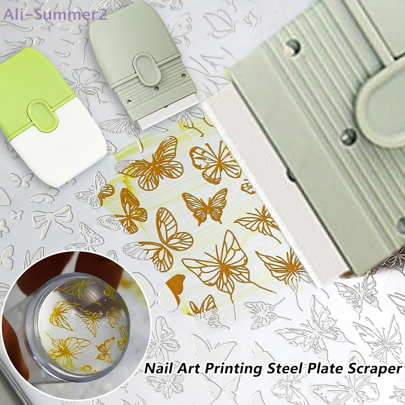 Professioneller Doppelkopf-Nagelstempelschaber aus Edelstahl, glatte Gel-Nivellierung, streifenfrei, für klare Designs, Maniküre-Werkzeug