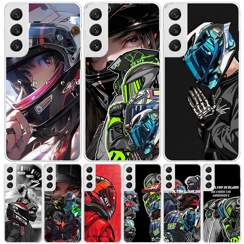 Motorcycle Rider Helmet For Samsung Galaxy S25 S24 S23 S22 Ultra Phone Case S21 Plus S20 FE S10 + S25Edge Fundas Cover Coque S25