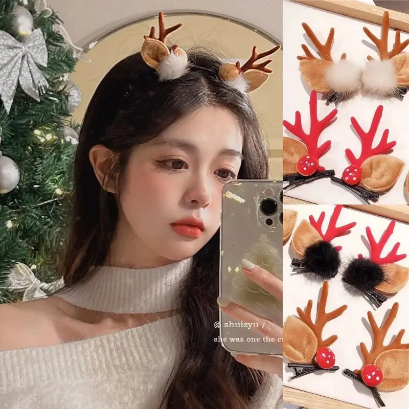 Xmas Antler Barrette Hairware New Year Girls Hairgrips Woman Party Ornament Accessories Christmas Hair Clips Deer Ear Hairpins