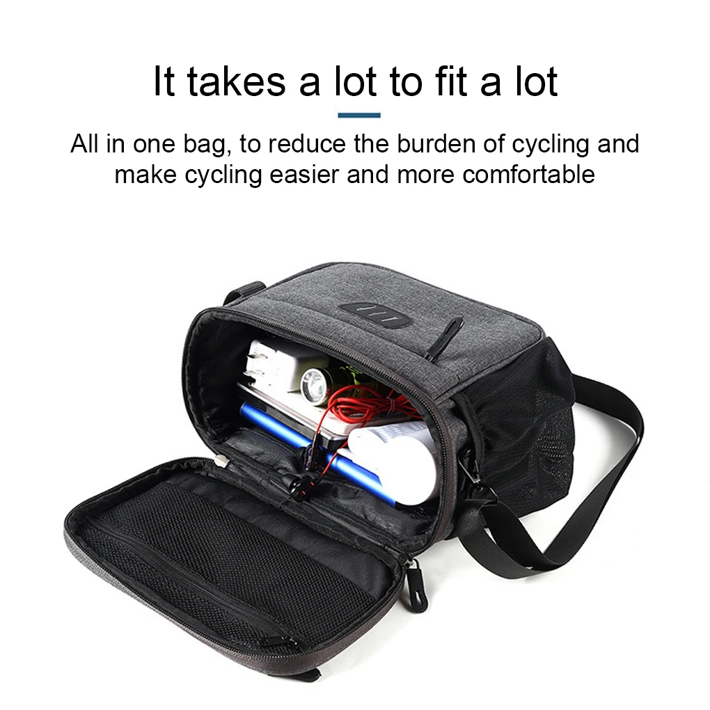 Mountain Bike Zipper Closure Front Bag Road Bicycles Phone Holder Storage Pouch Nylon Organizer Cycling Accessory