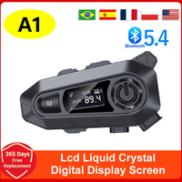 2024 New Motorcycle Helmet Bluetooth Headset A1 LCD Digital Display FM  Function Waterproof Level IPX6