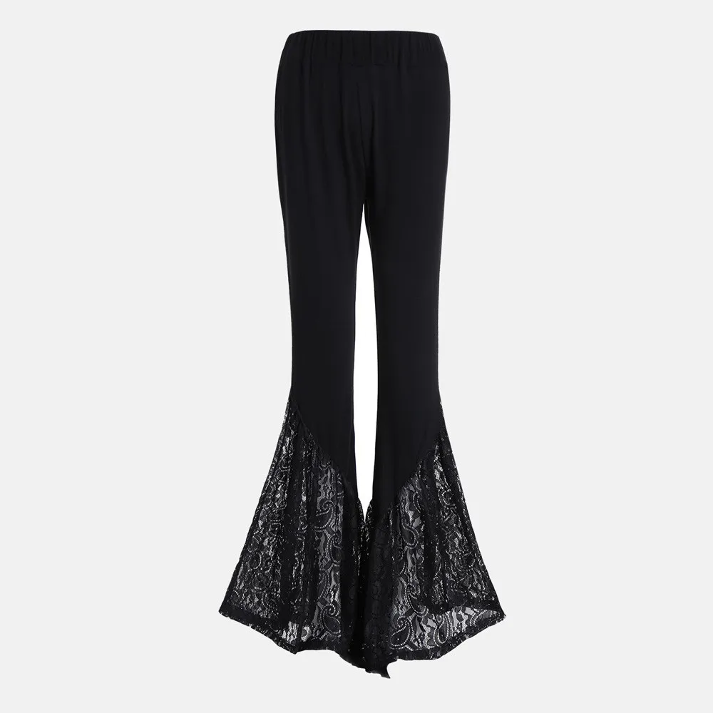 Womens Fashion High Waist Pants Ladies Black Evening Party Wear Casual Pants Long Trousers Side Slit Flared Bell Bottom Pants