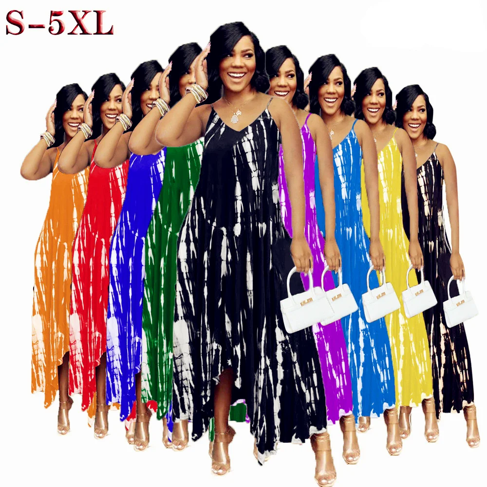 Women Loose Holiday Ruffles Pocket Strip Sleeveless Halter Strap Sleeveless Dress Large Big Summer Beach Party Maxi Dresses
