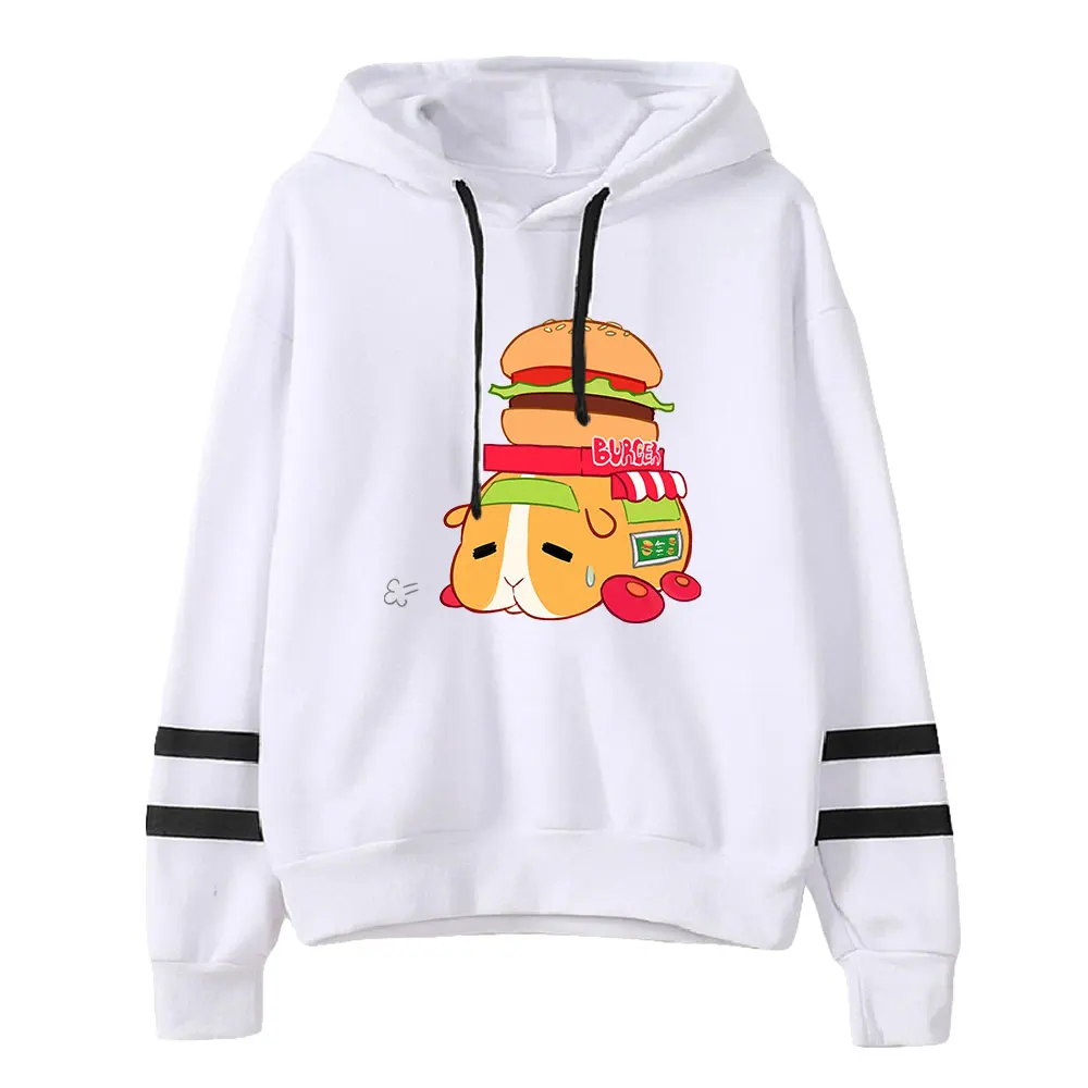 Pui Pui Molcar Sweatshirt lengan bar paralel Unisex, pakaian Anime Jepang Hoodie Wanita Pria